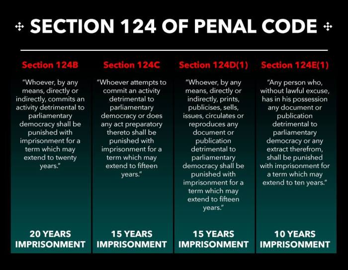 Key Provisions of Section 124 of the Penal Code